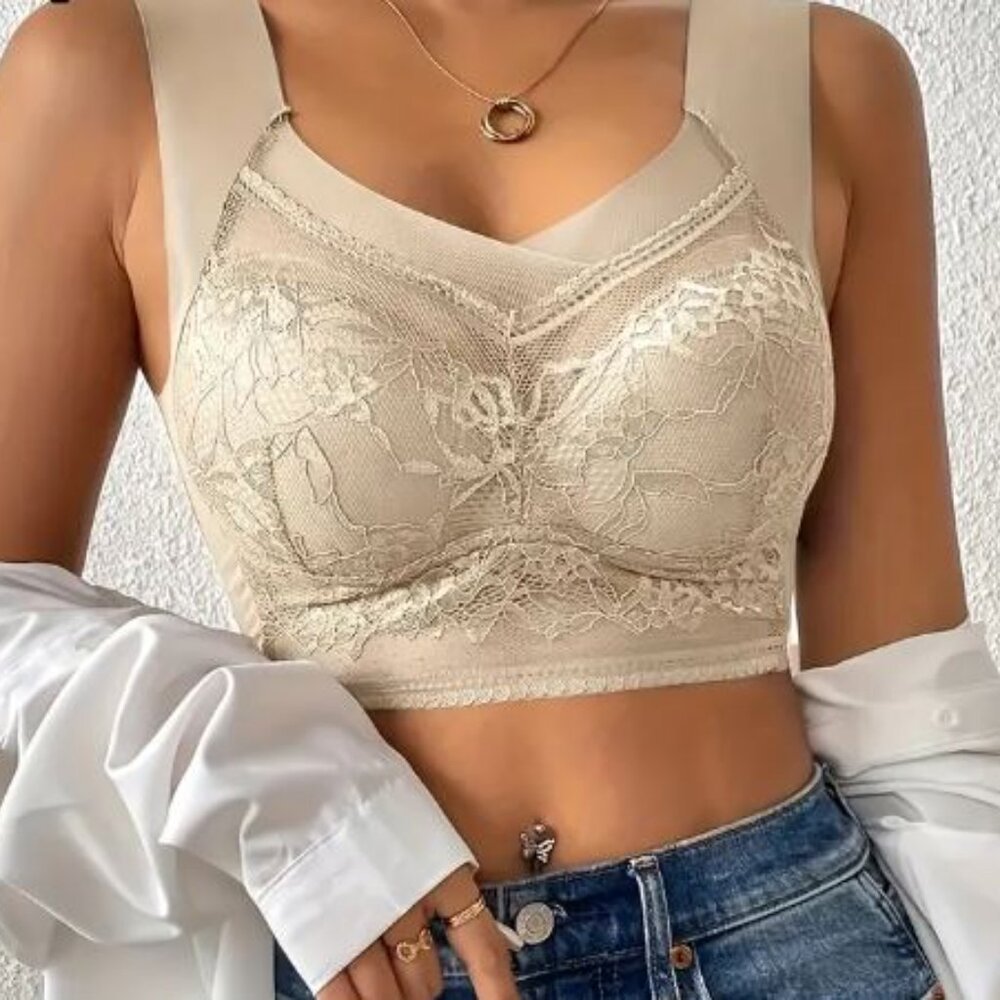 24/7 Lace Balconette Bra Size L NWOT no tags cream & black 2 Bras for the $ of 1